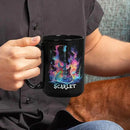 Personalized Electric Guitar Mug 11oz 15oz, Custom Choose Name Coffee Cup, Customized Rock Music Themed Black Mug, Gift For Musicians, Electric Guitar Ceramic Cup With Cosmic Design by CozyNest Decor