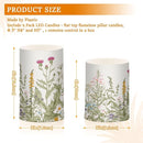 Flickering Flameless Candles, Flowers Herbs Wildflowers Botanical LED Candles with Remote Timer, Set of 2 Battery Operated Candle for Valentine Wedding Birthday by GreenHaven Gardens