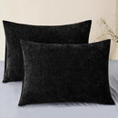 CaliTime Throw Pillow Covers Decorative 20 X 26 Inches Pack of 2 Cozy Chenille Standard Pillow Shams Cases for Couch Sofa Bed Living Room Home Black by CozyNest Decor