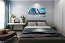 Arjun Blue Abstract Wall Art Canvas Teal Ocean Sailboat Picture Modern Turquoise Coastal Nautical Painting Large 40"x20" Framed Textured Artwork for Living Room Bedroom Bathroom Home Office Wall Decor by CozyNest Decor