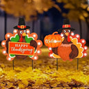2 PCS Fall Decorations Outdoor Metal Happy Thanksgiving Decorative Garden Stakes with Led Light Welcome Pumpkin Turkey Yard Signs Fall Harvest Lawn Garden Lawn Pathway Decor by CozyNest Decor