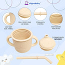 Silicone Transition Sippy Cup for 6+ month old | Includes 1 Toddler straw cup & 1 Baby Sippy Cup with Handles 5 oz | Perfect for Baby Led Weaning (Mint/Cream, 5 oz) by TinyTreasures Baby Boutique