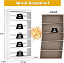 61" H Metal Bookshelf, 5 Tier Adjustable Bookshelf, White Small Bookcase, Bedroom Bookshelves and Bookcases, Modern Book Shelf for Living Room, Office, Easy Tool-Free Assembly by CozyNest Decor