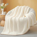 Snuggle Sac Ultra Soft Waffle Throw Blanket for Couch Bed Sofa 50x60 inches, Reversible Cream Blanket Microfiber Fluffy Fuzzy Cozy Knit Throws for Women Mothers Birthday Gifts by CozyNest Decor