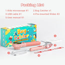 2 in 1 Kids Microscope with Bug Catcher,HD 500X Digital Microscope for Kids with 2" Screen,Photo and Video,STEM Educational Science Kit Learning Toys for Age 3-12 Girls & Boys Birthday Gifts (Pink) by TinyTreasures Baby Boutique