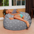Posh Creations Bean Bag Chair for Kids, Teens, and Adults Includes Removable and Machine Washable Cover, Canvas White Dandelions on Gray, 38in - Large by TinyTreasures Baby Boutique