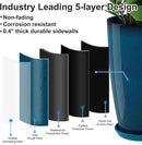 GameXcel Tall Flower Pot Indoor - Outdoor Plant Pot - Turquoise Glossy Planter - Elegant Stone Imitation - 12" Diameter 21" Tall with Drainage Holes and Saucer 2Pack by CozyNest Decor
