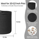 Cotton Rope Plant Basket, Woven Basket Planter for 11 inch Pot, Round Indoor Tree Pot Cover, Storage Bin Organizer, Modern Basket for Plants and Home Decor, 12.5”X12.5”, Black by GreenHaven Gardens