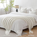 MIULEE Off White Knitted Throw Blanket for Couch Textured Knit Blanket with Tassels Cozy Woven Boho Bed Blanket for Sofa Bed Chair Acrylic Wave Pattern 50"x60" by CozyNest Decor