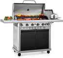 Sophia & William 6-Burner Propane Gas BBQ Grill with Side Burner & Porcelain-Enameled Cast Iron Grates, Gas Grill Griddle Combo for Outdoor Cooking, Barbecue Events, 740 SQ.IN. Cooking Area, Black by GreenHaven Gardens