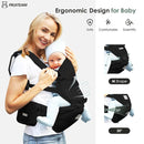 FRUITEAM Baby Carrier Newborn to Toddler, Safety-Certified Waist Stool with Hip Seat, Ergonomic 6-in-1 Baby Carrier with Head Support, Adjustable & Removable Baby Holder for All Seasons, Black by TinyTreasures Baby Boutique