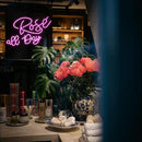 Rose All Day Neon Sign LED Pink Rose Neon Light For Wall Decor Dimmable USB Words Light Up Sign for Bedroom Wedding Party Atmosphere Decor Lovers Gift(12.2 * 16.1 In) by CozyNest Decor