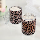 2 Pack Qtip Holder Dispenser Rose Gold Black Leopard Bathroom Storage Canister Lid Acrylic Plastic Apothecary Jar Set Vanity Makeup Organizer for Cotton Swab/Ball/Round Pads, Floss by CozyNest Decor