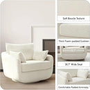 360° Swivel Accent Armchair, 39.3" Oversized, Sherpa Boucle Fabric Sofa Chair with Removable Back & Arm Pillows, Swivel Chair with Cozy Soft Padded, No Assembly Required (1, Cream White) by CozyNest Decor