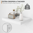 Fun Memories Floating Shelves - 2 Pack 12 Inch Deep Rustic Wooden Wall Shelves - Extra Deeper & Thicker Wall Mounted Storage Shelf for Living Room, Kitchen, Farmhouse - 16" W x 12" D x 1.5" H - White by CozyNest Decor