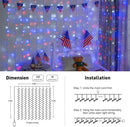 JMEXSUSS 300LED Red White and Blue Lights with Remote, 4th of July Lights Plug in, Patriots Curtain Hanging String Lights for Bedroom Wall Window Backdrop Indoor Outdoor 4th of July Decor, 9.8x9.8ft by CozyNest Decor