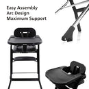 Unilove Grow with Me 2-in-1 Baby High Chair – Adjustable Toddler Chair with Baby Set, Removable Harness, One-Hand Seat & Footrest Adjustment, for Ages 6-60 Months - Truffle Black by TinyTreasures Baby Boutique