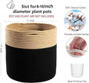 Woven Cotton Rope Plant Basket for 10" Flower Pot Floor Indoor Planters Flower Pot, Home Decor Storage Organizer H11 x W11 Black&Brown by CozyNest Decor