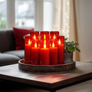 Amagic Christmas Red Flameless Candles, Battery Operated Candles with Remote and Timer, Acrylic Flickering LED Candles for Thanksgiving Decor, D2.2''xH5''6" 7", Set of 9 by CozyNest Decor