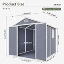 Aoxun 8 X 6.2 FT Resin Storage Shed Outdoor Plastic Large Garden Shed with Lockable Door, Floor for Backyard, Garden, Patio, Lawn, Grey (Grey, 8' x 6.2') by GreenHaven Gardens