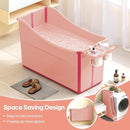 Collapsible Baby Bathtub Foldable Bathtub for Toddler Portable Large Foldable Bath Tub Bathtub for Kids Petite with Thermometer and Storage Basket (Pink) by TinyTreasures Baby Boutique