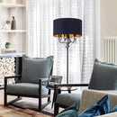 Wellmet Black Crystal Drum Shade Floor Lamp, 6 Light Black Gold Shade, Candle Base, for Living Room, Bedroom, Reading Room, Hallway, Corridor by CozyNest Decor