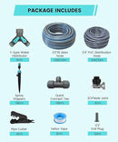 Automatic Drip Irrigation Kits with Y-Type Distribution Tubing, 14 Drip and Spray Integrated Nozzles, 33ft PE Main Tube, and 33ft PVC Branch Tubing for Garden, Patio, and Greenhouse by GreenHaven Gardens