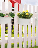 vensovo Metal Railing Planter for Outdoor Plants - 5 Pack Balcony Hanging Flower Pots with Detachable Hooks and Drain Holes Oval Bucket Rail Box Fence Planters for Home Garden Decor, White by GreenHaven Gardens