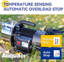 Acquaer 1.5 HP Portable Shallow Well Pump Garden Pump, Stainless Steel, 1210 GPH, 115V Sprinkler Water Transfer Draining Irrigation for Water Removal and Lawn Garden by GreenHaven Gardens