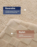 Pawque Super Soft Cozy Throw Blanket Queen Size for Couch Bed, Fluffy Sherpa Fleece Reversible Thick Warm Fuzzy Blanket for All-Season, 3D Checkered Jacquard Decorative Blankets, Khaki, 90"x90" by CozyNest Decor