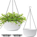 T4U 12 Inch Large Hanging Planters for Outdoor Plants, 2 Pack Self Watering Hanging Pots Indoor, Hanging Baskets for Plants,Hanging Flower Pot with Drainage Hole and Plant Hanger, White by GreenHaven Gardens