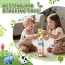 Animal Soft Gel Stacking Block Set Soft Silicone Baby Blocks Toys for 18 Months to 3 Years Old Early Learning Touch Bath Educational Toys with Numbers Animals Fruits Texture by TinyTreasures Baby Boutique