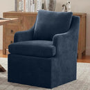 VKNOW Upholstered Dining Chairs, Modern Kitchen Chairs Dinner Chairs with 4 Casters, Linen Armchair for Bedroom Reading Room Living Room, Navy by CozyNest Decor