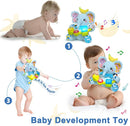 Baby Elephant Musical Stuffed Animals Toy with Light-Up Music & Crinkle,Infant Bilingual Early Learning Education Toys,1st Easter Basket Shower Stuffers for 0-3-6-12+ Months Boy Girl Gifts,Blue by TinyTreasures Baby Boutique