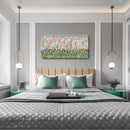 amatop Large Floral Wall Art Modern Abstract Flower Field Canvas Picture Botanical Artwork Rustic Wall Decor for Living Room Bedroom Pink Green Blooming Wildflower Forest Nature Art Print 48x24in by CozyNest Decor