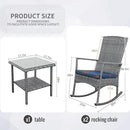 Rocking Chair Outdoor 3 Pieces High-Backed Patio Rocking Chairs Bistro Table and Chairs Set of 2, Navy Blue by GreenHaven Gardens