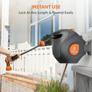 Giraffe Tools BW35 Retractable Garden Hose Reel | Wall-Mounted, Automatic Rewind, 100ft 1/2" Hose with 9-Pattern Spray Nozzle | Outdoor, Lawn, Garden & Car Cleaning Use by GreenHaven Gardens
