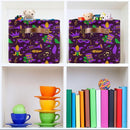 Mardi Gras Carnival Storage Basket Cube Storage Bins Organizer Bag Collapsible Closet Shelf Baskets with handle for Baby Cloth Pet Toy Book 14.2×10.2×8.3 IN by TinyTreasures Baby Boutique