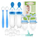 WAJIAYON Baby Fruit Feeder Pacifier | 2 Infant Food Feeder Pacifier & 2 Baby Food Dispensing Spoon | Fresh Fruit Teethers for Babies | Silicone Feeder Babies,Infant Teething Feeders (Blue-Rabbit) by TinyTreasures Baby Boutique