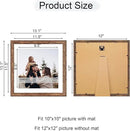 12x12 Picture Frame Set of 4, 12 x 12 Wood Photo Frames with Mat for 10x10 or 30x30cm Diamond Painting Art, Wooden Frame with Real Glass Cover for Wall and Tabletop Display,Rustic Brown by CozyNest Decor