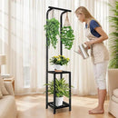 Plant Stand Indoor Outdoor, 65" Tall Plant Stand Outdoor 3 Tiered Hanging Plant Shelf Heavy Duty Flower Stand Multiple Plant Metal Display Rack for Living Room Garden Balcony by GreenHaven Gardens