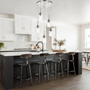 5 Light Farmhouse Pendant Lighting for Kitchen Island,Brushed Nickel Dining Room Cluster Pendant Light Fixtures Hanging Ceiling with Seeded Glass,Modern Pendant Light for Entrance Stairwell by CozyNest Decor