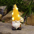 Garden Gnome Statue Solar Powered with Glowing Bees Sunflower Outdoor Funny Resin Figurine Decorations for Patio Yard Lawn Porch Housewarming Ornament Gift by GreenHaven Gardens