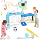 Toddler Basketball Hoop with Adjustable Height, 5 in 1 Toddler Sports Activity Center, Basketball Bowling Baseball Soccer Golf Set, Indoor Outdoor Sports Toy for Baby Birthday Present by TinyTreasures Baby Boutique