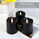 Black Flameless LED Candles, Halloween Candles Battery Operated with Remote Timer, 3D Moving Flame Flickering Last 600+ Hours, 3" x 3" Real Wax Electric Candle for Gothic Home Decor by CozyNest Decor