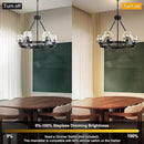 Black Wagon Wheel Chandelier, 24 Inch Black Chandeliers with Unique Glass Shade, 6-Light Crystal Farmhouse Wagon Wheel Chandeliers for Dining Room, Round Chandelier for Living Room, Foyer, Entryway by CozyNest Decor