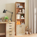 71 Inch 6-Tier Tall Bookshelf with Double Doors 4 Open Cubes-Oak by LJGDeals