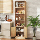 71 Inch 6-Tier Tall Bookshelf with Double Doors 4 Open Cubes-Oak by LJGDeals