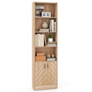 71 Inch 6-Tier Tall Bookshelf with Double Doors 4 Open Cubes-Oak by LJGDeals