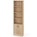 71 Inch 6-Tier Tall Bookshelf with Double Doors 4 Open Cubes-Oak by LJGDeals